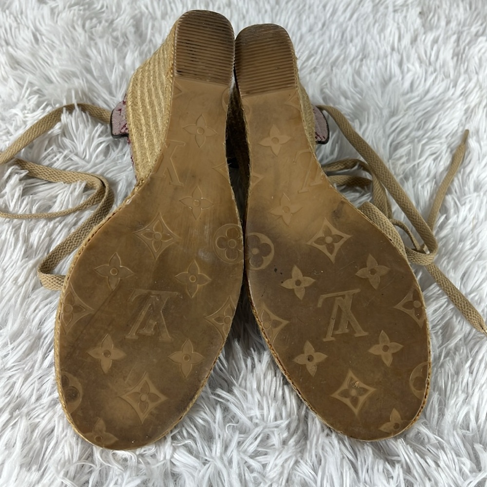 Louis Vuitton Tan and Red Wedge Shoes - Picture 7 of 13